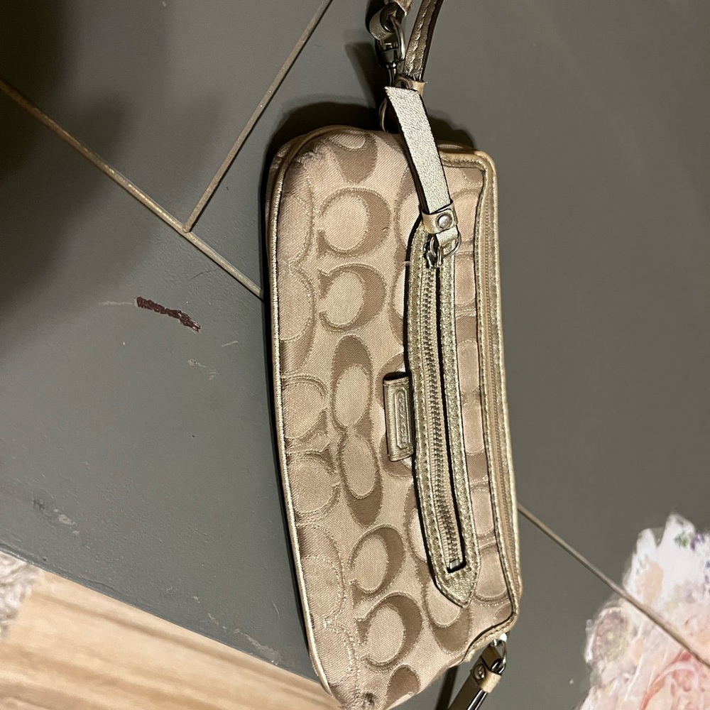 Coach Beige Signature Wristlet